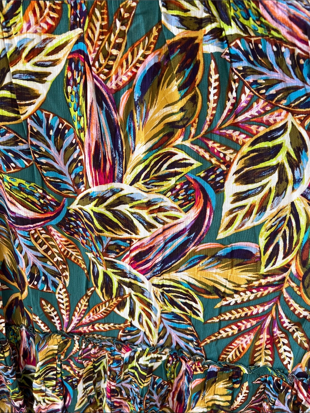 Democracy tropical leaf print evergreen Flounce Hem high low Midi Skirt XL - Picture 6 of 11